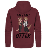 "Mr & Mrs Otter" - Organic Zipper - Schweinchen's Shop - Jacken/ Zipper - Burgundy / XS