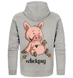 Hoodie Zipper Jacke - "DickPig" - Unisex - Schweinchen's Shop - Jacken/ Zipper - Heather Grey / XS