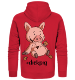 Hoodie Zipper Jacke - "DickPig" - Unisex - Schweinchen's Shop - Jacken/ Zipper - Red / XS
