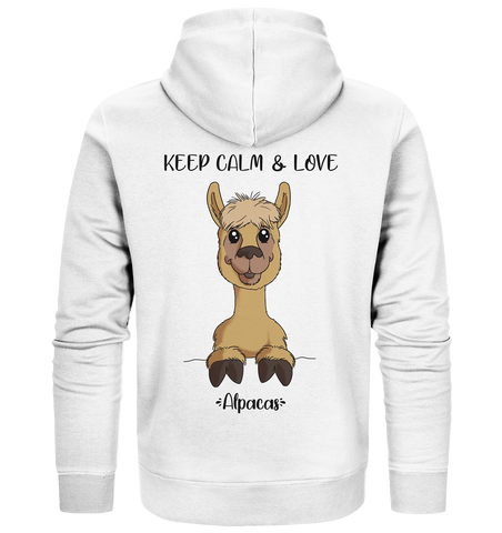 "Keep Calm" Alpaka - Organic Zipper - Schweinchen's Shop - Jacken/ Zipper - White / XS