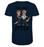 "Mr & Mrs Otter" - V-Neck Shirt - Schweinchen's Shop - V-Neck Shirts - Navy / S
