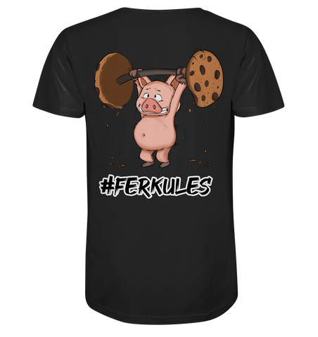 "Ferkules" Hinten - V-Neck Shirt - Schweinchen's Shop - V-Neck Shirts - Black / S