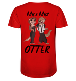 "Mr & Mrs Otter" - V-Neck Shirt - Schweinchen's Shop - V-Neck Shirts - Red / S