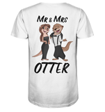 "Mr & Mrs Otter" - V-Neck Shirt - Schweinchen's Shop - V-Neck Shirts - White / S