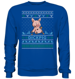 Christmas Pullover - "DickPig" - Blue - Schweinchen's Shop - Sweatshirts - Royal Blue / S