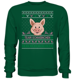 Christmas Retro Pullover - "Team Schweinchen" - Rose - Basic Sweatshirt - Schweinchen's Shop - Sweatshirts - Bottle Green / S