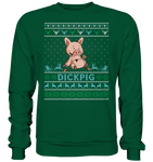 Christmas Pullover - "DickPig" - Blue - Schweinchen's Shop - Sweatshirts - Bottle Green / S