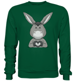 Esel "Herz" o.T. - Basic Sweatshirt - Schweinchen's Shop - Sweatshirts - Bottle Green / S