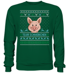 Christmas Retro Pullover - "Team Schweinchen" - Blue - Basic Sweatshirt - Schweinchen's Shop - Sweatshirts - Bottle Green / S