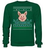 Christmas Retro Pullover - "Team Schweinchen" - Blue - Basic Sweatshirt - Schweinchen's Shop - Sweatshirts - Bottle Green / S