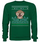 Christmas Pullover - "Team Otter" - Blue - Basic Sweatshirt - Schweinchen's Shop - Sweatshirts - Bottle Green / S