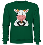 Herz Kuh o.T. - Basic Sweatshirt - Schweinchen's Shop - Sweatshirts - Bottle Green / S