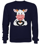 Herz Kuh o.T. - Basic Sweatshirt - Schweinchen's Shop - Sweatshirts - Oxford Navy / S