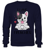 "I Love Frenchies" - Basic Sweatshirt - Schweinchen's Shop - Sweatshirts - Oxford Navy / S