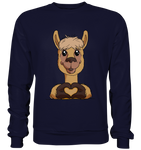 Herz Alpaka o.T. - Basic Sweatshirt - Schweinchen's Shop - Sweatshirts - Oxford Navy / S