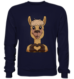 Herz Alpaka o.T. - Basic Sweatshirt - Schweinchen's Shop - Sweatshirts - Oxford Navy / S