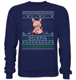 Christmas Pullover - "DickPig" - Blue - Schweinchen's Shop - Sweatshirts - Oxford Navy / S