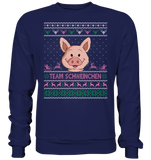 Christmas Retro Pullover - "Team Schweinchen" - Rose - Basic Sweatshirt - Schweinchen's Shop - Sweatshirts - Oxford Navy / S