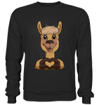 Herz Alpaka o.T. - Basic Sweatshirt - Schweinchen's Shop - Sweatshirts - Jet Black / S