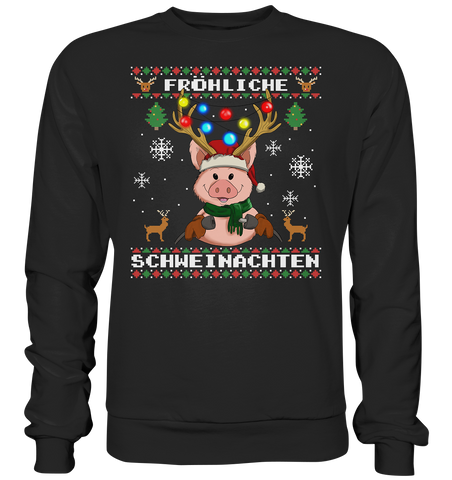 Christmas Pullover - "Retro" - Schweinchen's Shop - Sweatshirts - Jet Black / S