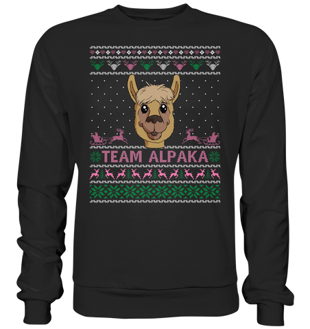 Christmas Pullover - "Team Alpaka" - Rose - Schweinchen's Shop - Sweatshirts - Jet Black / S