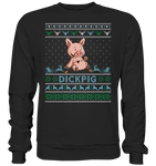 Christmas Pullover - "DickPig" - Blue - Schweinchen's Shop - Sweatshirts - Jet Black / S