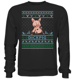 Christmas Pullover - "DickPig" - Blue - Schweinchen's Shop - Sweatshirts - Jet Black / S