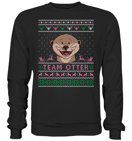 Christmas Pullover - "Team Otter" - Rose - Schweinchen's Shop - Sweatshirts - Jet Black / S