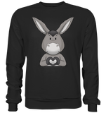 Esel "Herz" o.T. - Basic Sweatshirt - Schweinchen's Shop - Sweatshirts - Jet Black / S