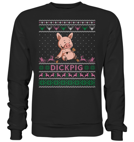 Christmas Pullover - "DickPig" - Rose - Schweinchen's Shop - Sweatshirts - Jet Black / S