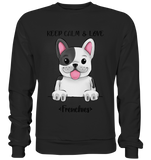 "Keep Calm Frenchie" - Basic Sweatshirt - Schweinchen's Shop - Sweatshirts - Jet Black / S