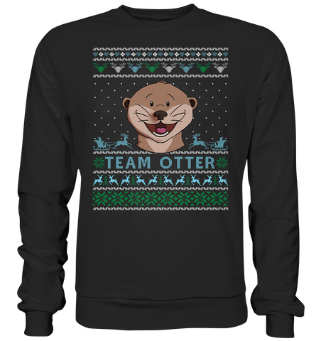 Christmas Pullover - "Team Otter" - Blue - Basic Sweatshirt - Schweinchen's Shop - Sweatshirts - Jet Black / S
