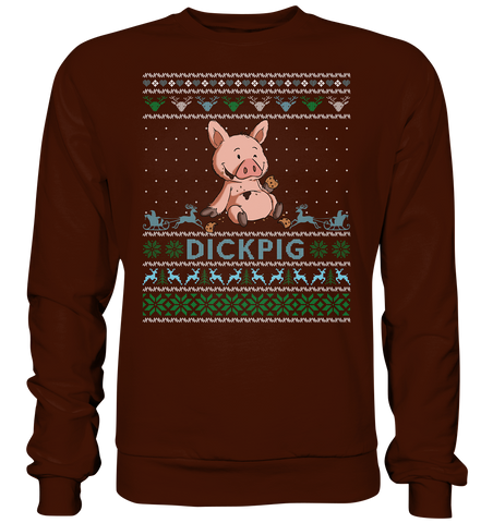 Christmas Pullover - "DickPig" - Blue - Schweinchen's Shop - Sweatshirts - Hot Chocolate / S