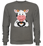 Herz Kuh o.T. - Basic Sweatshirt - Schweinchen's Shop - Sweatshirts - Charcoal (Heather) / S