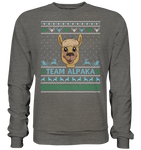 Christmas Pullover - "Team Alpaka" - Blue - Schweinchen's Shop - Sweatshirts - Charcoal (Heather) / S