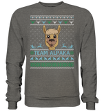 Christmas Pullover - "Team Alpaka" - Blue - Schweinchen's Shop - Sweatshirts - Charcoal (Heather) / S