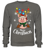 Christmas Pullover - "Merry Christmas" - Schweinchen's Shop - Sweatshirts - Charcoal (Heather) / S