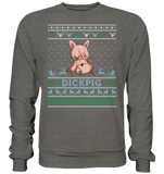 Christmas Pullover - "DickPig" - Blue - Schweinchen's Shop - Sweatshirts - Charcoal (Heather) / S