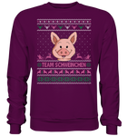 Christmas Retro Pullover - "Team Schweinchen" - Rose - Basic Sweatshirt - Schweinchen's Shop - Sweatshirts - Plum / S