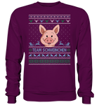 Christmas Retro Pullover - "Team Schweinchen" - Blue - Basic Sweatshirt - Schweinchen's Shop - Sweatshirts - Plum / S