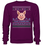 Christmas Retro Pullover - "Team Schweinchen" - Blue - Basic Sweatshirt - Schweinchen's Shop - Sweatshirts - Plum / S