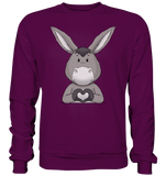 Esel "Herz" o.T. - Basic Sweatshirt - Schweinchen's Shop - Sweatshirts - Plum / S