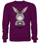 "Herz Esel" - Basic Sweatshirt - Schweinchen's Shop - Sweatshirts - Plum / S