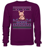 Christmas Pullover - "DickPig" - Blue - Schweinchen's Shop - Sweatshirts - Plum / S