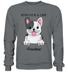 "Keep Calm Frenchie" - Basic Sweatshirt - Schweinchen's Shop - Sweatshirts - Steel Grey (Solid) / S