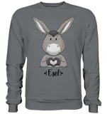 "Herz Esel" - Basic Sweatshirt - Schweinchen's Shop - Sweatshirts - Steel Grey (Solid) / S
