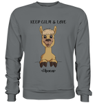 "Keep Calm" Alpaka - Basic Sweatshirt - Schweinchen's Shop - Sweatshirts - Steel Grey (Solid) / S