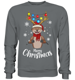 Christmas Pullover - "Merry Christmas" - Schweinchen's Shop - Sweatshirts - Steel Grey (Solid) / S