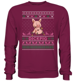 Christmas Pullover - "DickPig" - Rose - Schweinchen's Shop - Sweatshirts - Burgundy / S