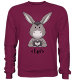 "Herz Esel" - Basic Sweatshirt - Schweinchen's Shop - Sweatshirts - Burgundy / S